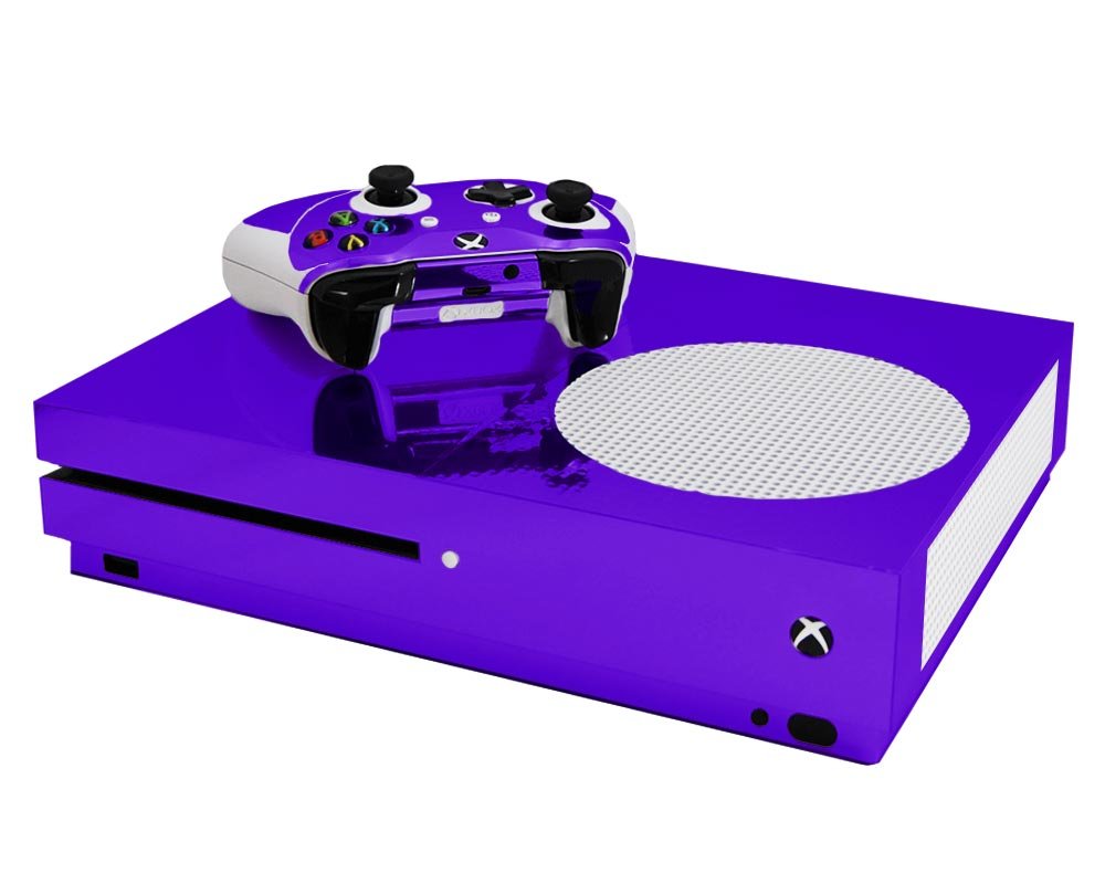 Purple Chrome Mirror - Vinyl Decal Mod Skin Kit by System Skins - Compatible with Microsoft Xbox One Slim (XB1 Slim)