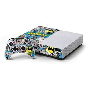 skinit decal gaming skin compatible with xbox one s console and controller bundle - officially licensed warner bros batman comic book design