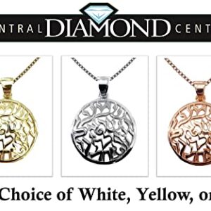 Central Diamond Center Shema Full Prayer Pendant Necklace, Solid .925 Sterling Silver & Platinum Plated