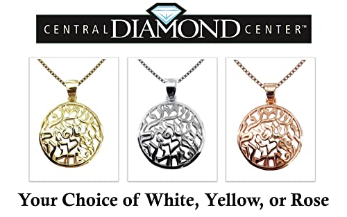 Central Diamond Center Shema Full Prayer Pendant Necklace, Solid .925 Sterling Silver & Platinum Plated