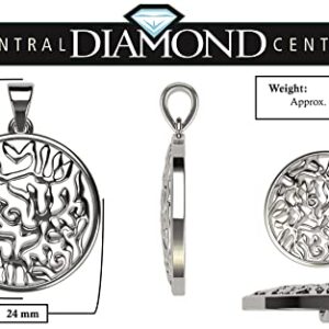 Central Diamond Center Shema Full Prayer Pendant Necklace, Solid .925 Sterling Silver & Platinum Plated