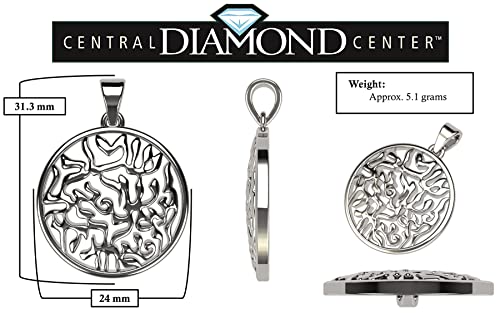 Central Diamond Center Shema Full Prayer Pendant Necklace, Solid .925 Sterling Silver & Platinum Plated