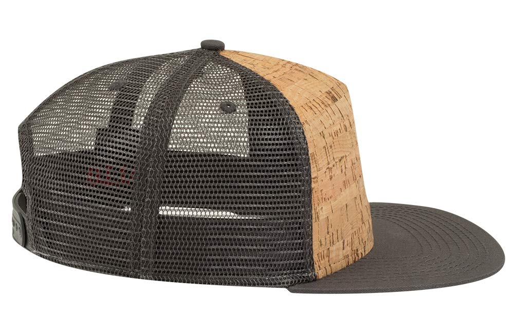 OTTO Cork Flat Visor SNAP 5 Panel Mesh Back Trucker Snapback Hat - Char. Gray/Cork/Char. Gray