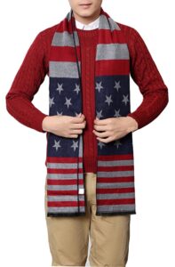 azyoung usa flag men’s winter warm knitted plant cotton plaid color match soft thick scarf,180cm