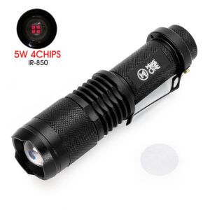 Maketheone Mini IR Flashlight 5W 850nm LED Adjustable Focus Torch, Infrared Light is Invisible to Human Eyes -to be Used with Night Vision Device