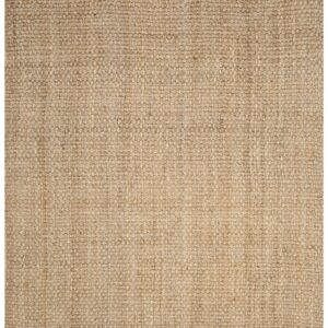 SAFAVIEH Natural Fiber Collection Area Rug - 8' Square, Natural, Handmade Tassel Jute, Ideal for High Traffic Areas in Living Room, Bedroom (NF467A)