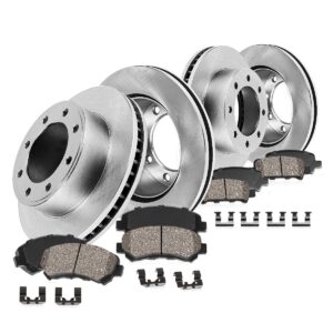 callahan brake kit for 8-lug 4wd 2000-2005 ford excursion, 1999-2004 f-250 f-350 super duty brake rotors and ceramic brakes pads front and rear replacement: 13.03" inch front rotors