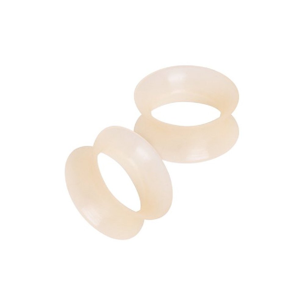 BodyJewelryOnline 2PCS Ultra Thin Smooth Silicone Double Flared Flesh Tone Tunnel Plugs Pale Peach Flesh Tunnels 12mm 1/2 Inch