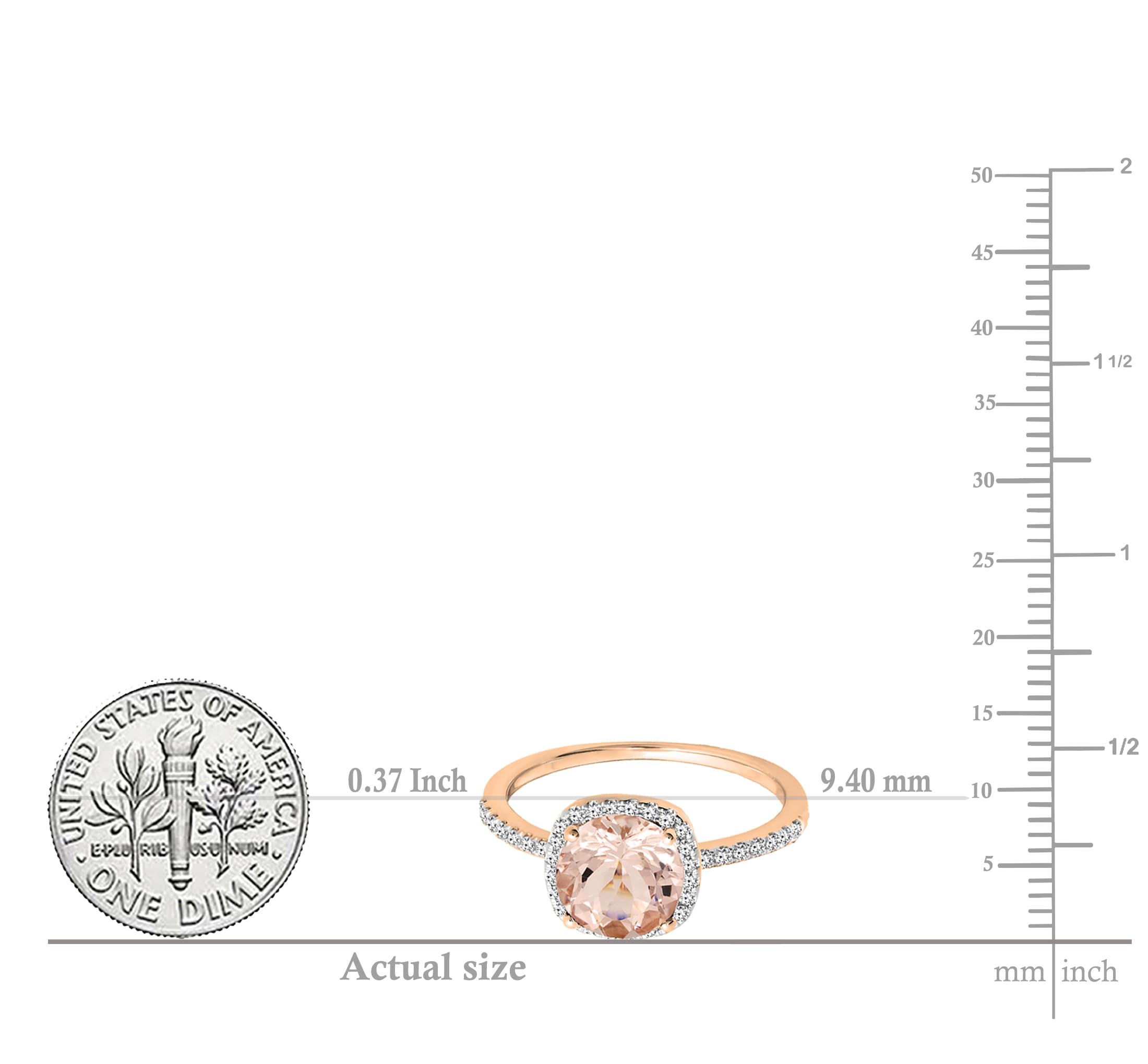 Dazzlingrock Collection 6MM Round Morganite & White Diamond Halo Engagement Ring for Women in 10K Rose Gold Size 7