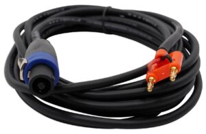 rockville 20 foot speakon to banana speaker cable, 16 gauge, 100% copper (rsb16),black