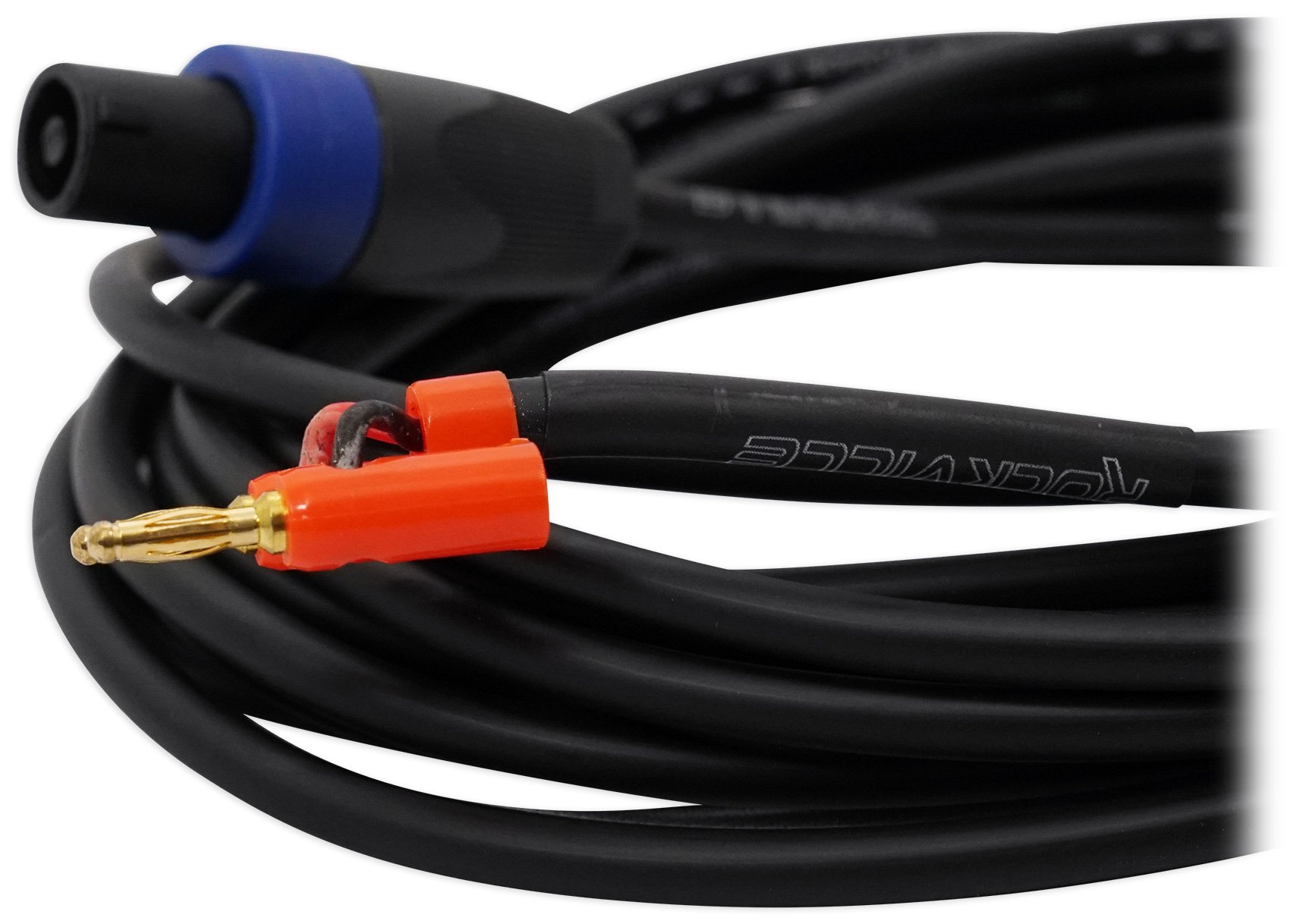 Rockville 20 Foot Speakon to Banana Speaker Cable, 16 Gauge, 100% Copper (RSB16),Black