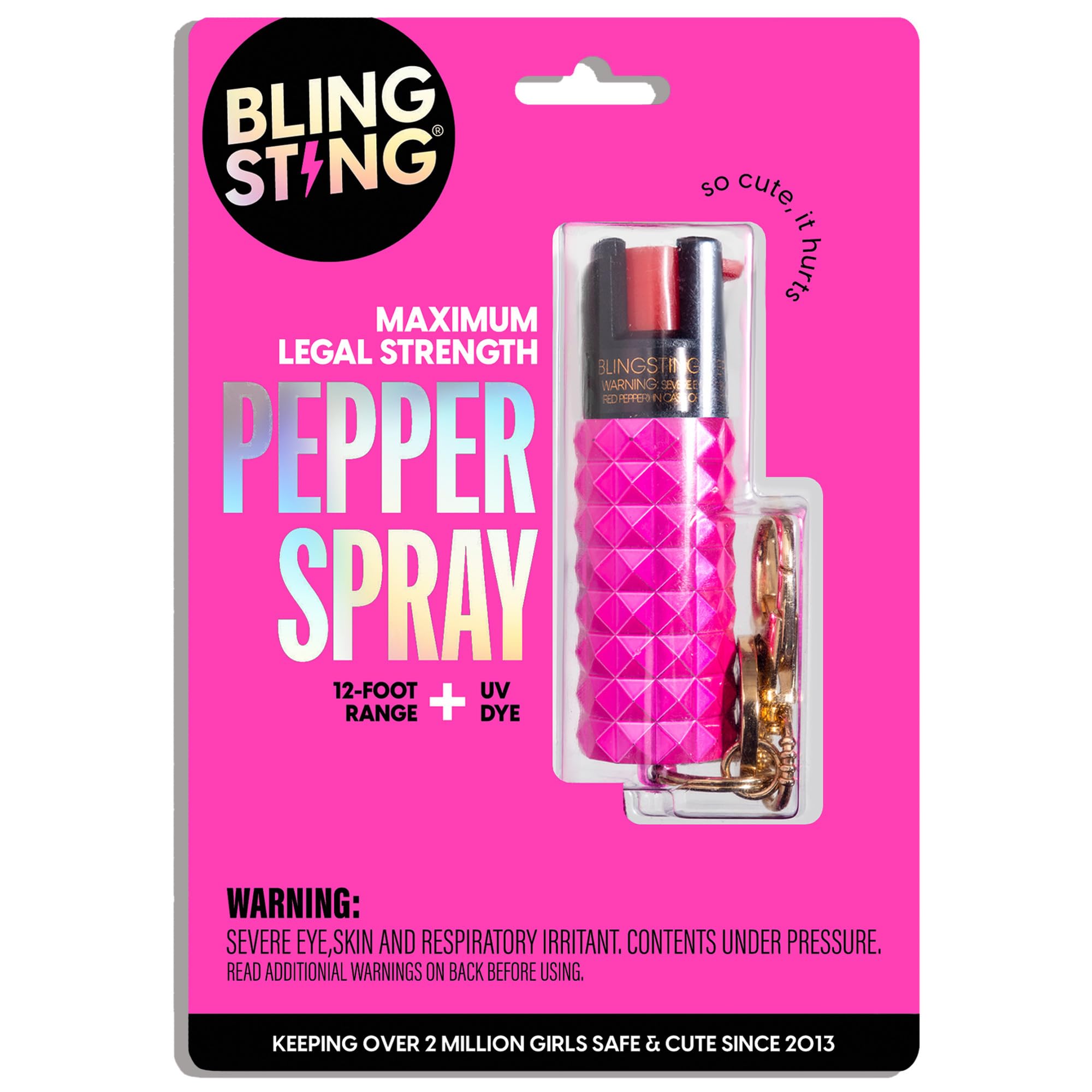 BLINGSTING Pepper Spray Keychain for Women Pink