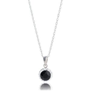 MAX + STONE Sterling Silver Crystal Halo Pendant Necklace, Black, 18"