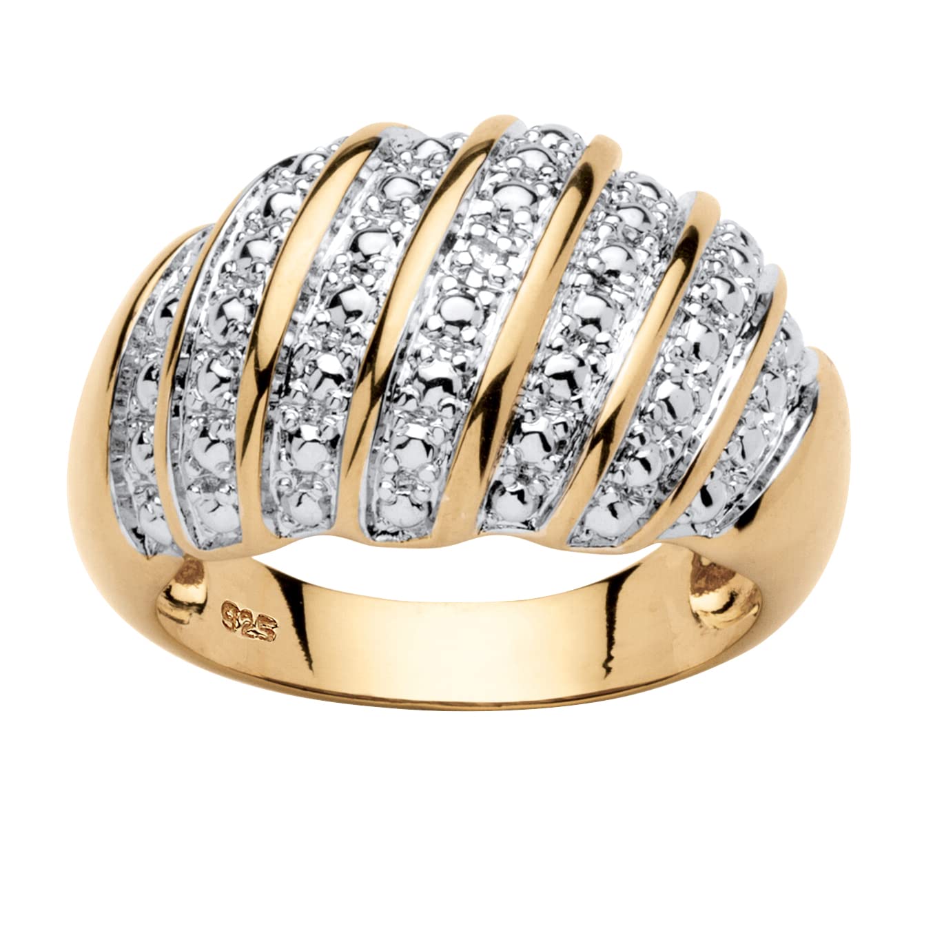 PalmBeach Yellow Gold-plated Sterling Silver Genuine Diamond Accent Dome Ring Sizes 6-10 Size 8