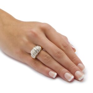 PalmBeach Yellow Gold-plated Sterling Silver Genuine Diamond Accent Dome Ring Sizes 6-10 Size 8