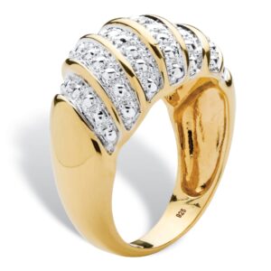 PalmBeach Yellow Gold-plated Sterling Silver Genuine Diamond Accent Dome Ring Sizes 6-10 Size 8