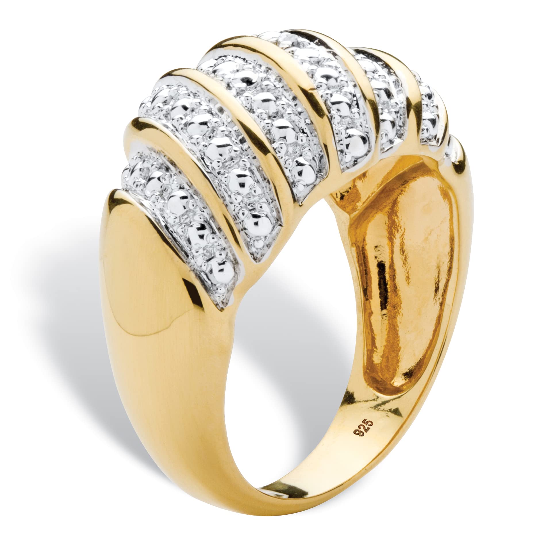 PalmBeach Yellow Gold-plated Sterling Silver Genuine Diamond Accent Dome Ring Sizes 6-10 Size 8