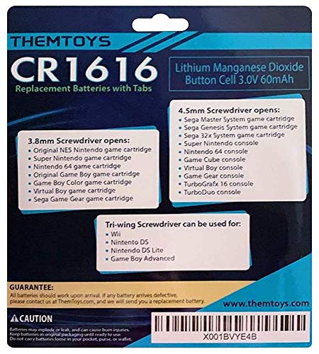 Tabbed CR1616 Battery with Solder Tabs, 10x CR1616 3V Lithium Battery, Gameboy Cartridge Battery Ruby Gameboy Advance SP Fire Red Leaf Green Emerald, 1616 Battery GBA Gameboy Advance Cart Save