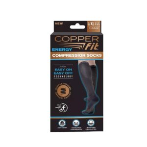 copper fit energy compression socks compression knee high socks (l/xl, black)