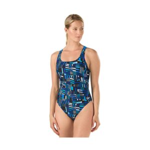 speedo 7719757 womens trippy stripe drop back - prolt, speedo blue - 26