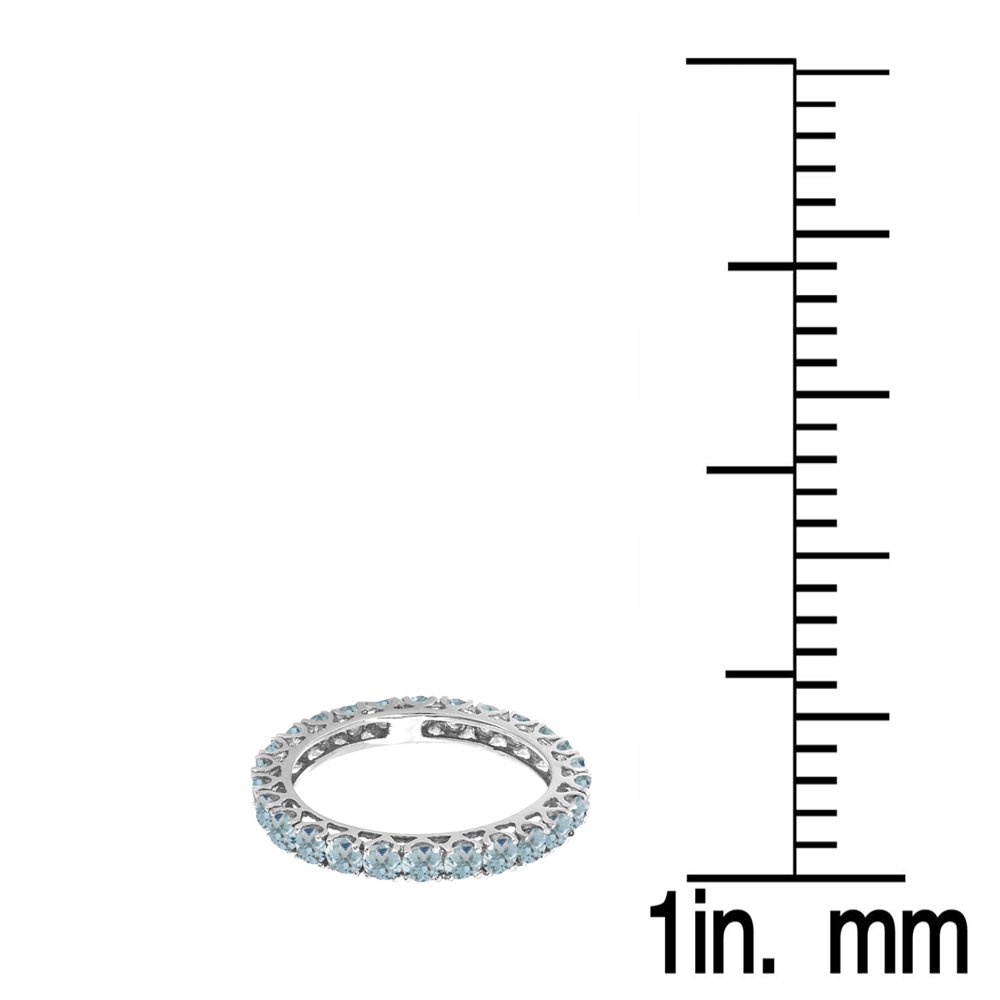 Dazzlingrock Collection 1.80 Cttw Round Aquamarines Eternity Wedding Ring 1 in 14K White Gold, Size 9