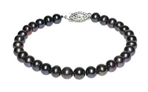 black freshwater cultured pearl bracelets 7 inch for women aa quality 6mm black bracelet sterling silver clasp - orien jewelry