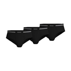 hugo boss men's 3-pack traditional cotton briefs, new black, medium