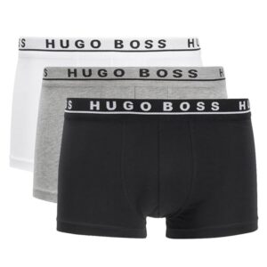 BOSS Men's 3-Pack Stretch Cotton Regular Fit Trunks, White/Gray/Black, Large