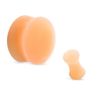 pierced owl peach flesh tone silicone double flared plugs, sold as a pair (25mm (1"))