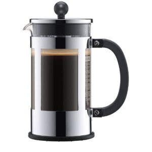 Bodum Kenya 8-Cup French Press Coffee Maker, 34-Ounce, Stainless Steel, Black