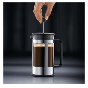 Bodum Kenya 8-Cup French Press Coffee Maker, 34-Ounce, Stainless Steel, Black