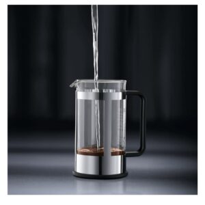 Bodum Kenya 8-Cup French Press Coffee Maker, 34-Ounce, Stainless Steel, Black