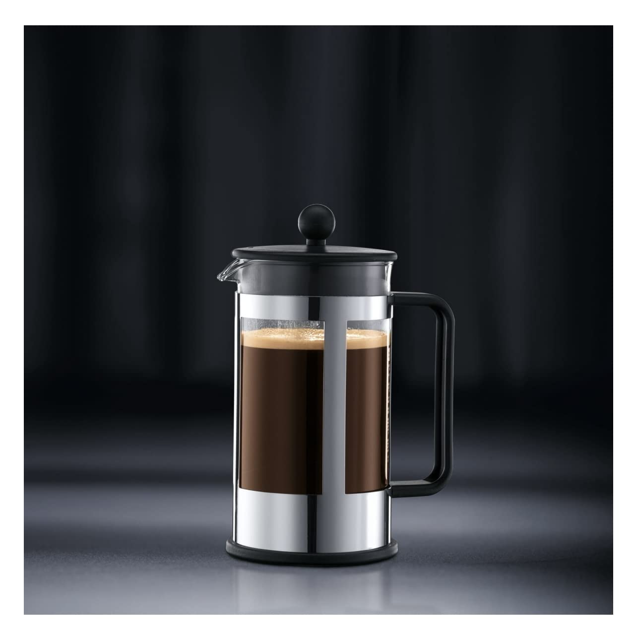 Bodum Kenya 8-Cup French Press Coffee Maker, 34-Ounce, Stainless Steel, Black