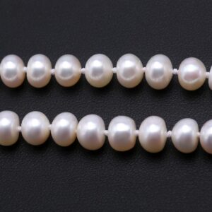 JYX Pearl 7-8mm Near-round Natural White Cultured Freshwater Pearl Necklace Strand 18"