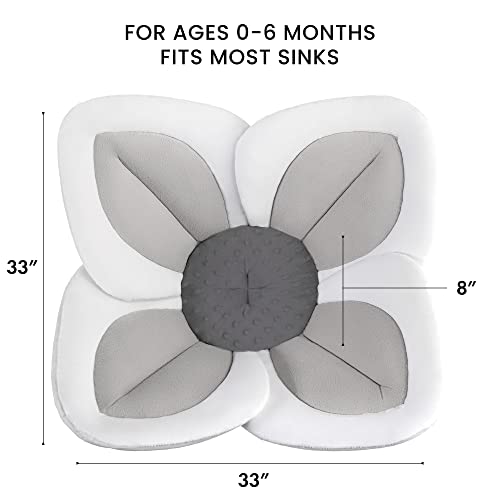 Blooming Bath Baby Bath Seat - Baby Tubs for Newborn Infants to Toddler 0 to 6 Months and Up - Baby Essentials Must Haves - The Original Washer-Safe Flower Seat (Lotus, Gray/Dark Gray)