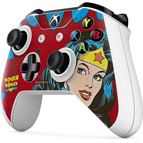 Skinit Decal Gaming Skin compatible with Xbox One S Controller - Officially Licensed Warner Bros Wonder Woman Vintage Profile Design