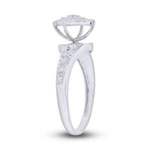 Jewel Zone US White Natural Diamond Cluster Ring in 14k White Gold Over Sterling Silver