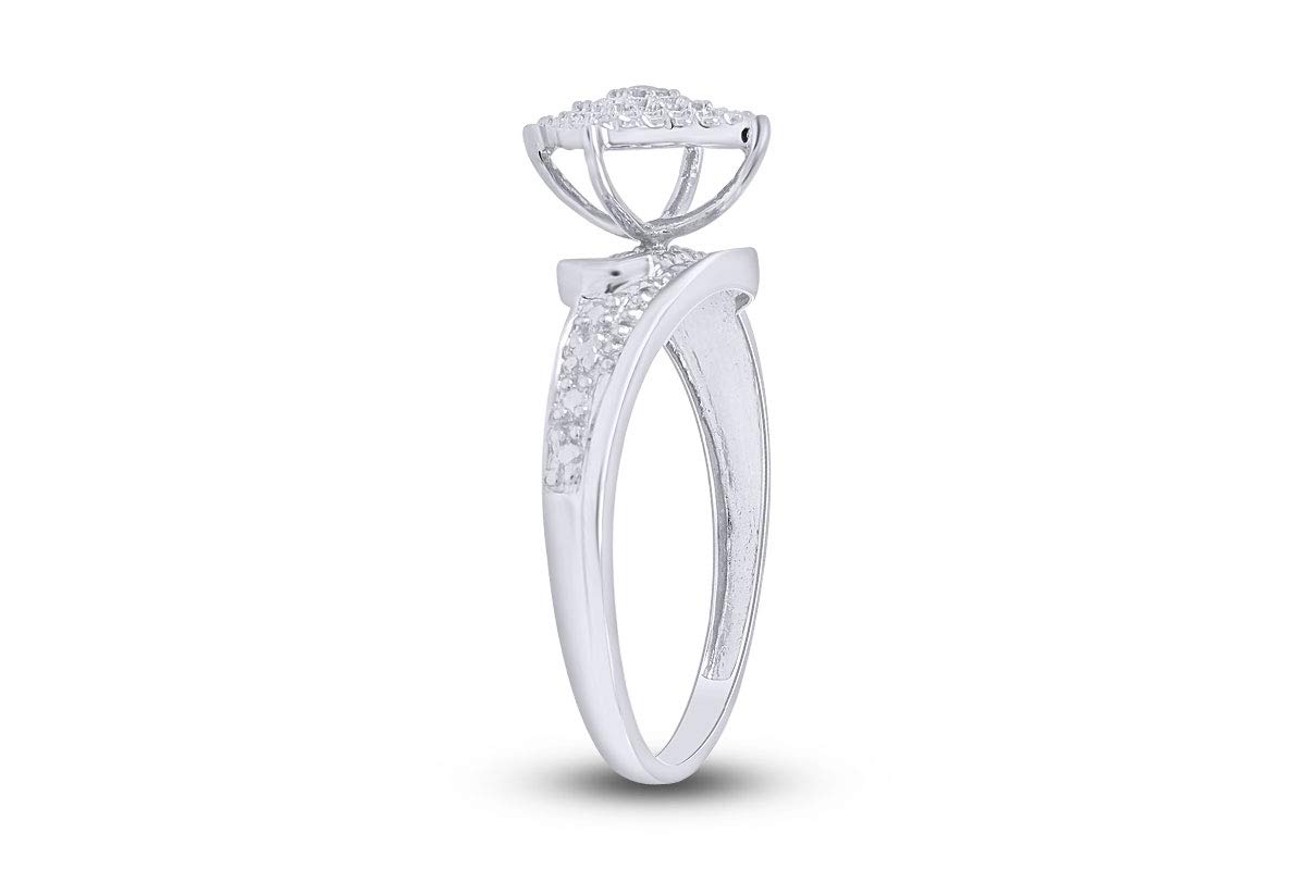 Jewel Zone US White Natural Diamond Cluster Ring in 14k White Gold Over Sterling Silver