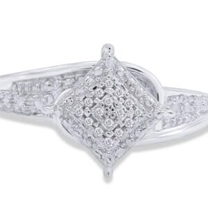 Jewel Zone US White Natural Diamond Cluster Ring in 14k White Gold Over Sterling Silver