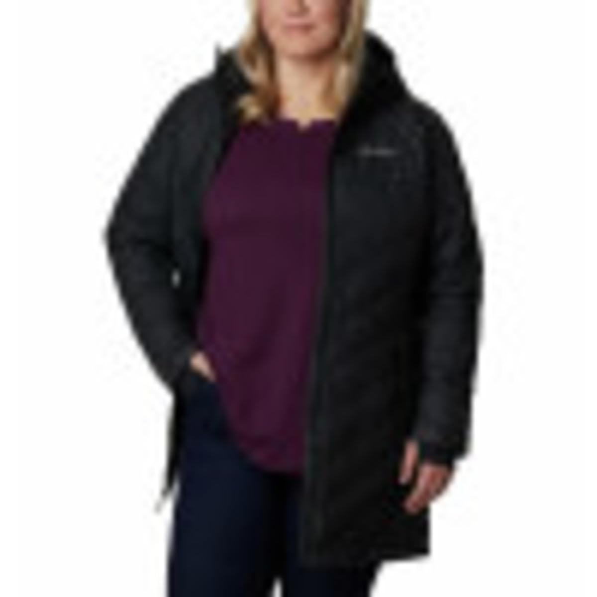 Columbia Women's Heavenly Long Hooded Jacket, Black, 1X