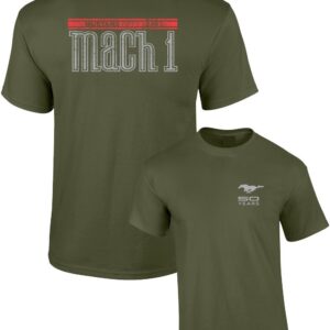 FORD T-SHIRT MUSTANG MACH 1 PONY FRONT and BACK TEE, Military Green, L