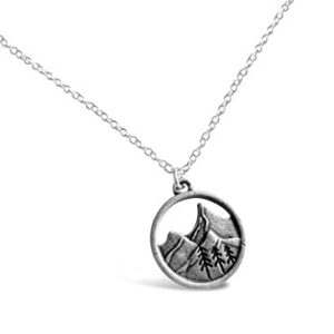 Rosa Vila 3D Mountain Range Necklace, Mountains Nature Necklace, Ideal Outdoorsy Gifts For Women, Forest Tree Gifts For Nature Lovers (Silver Tone)