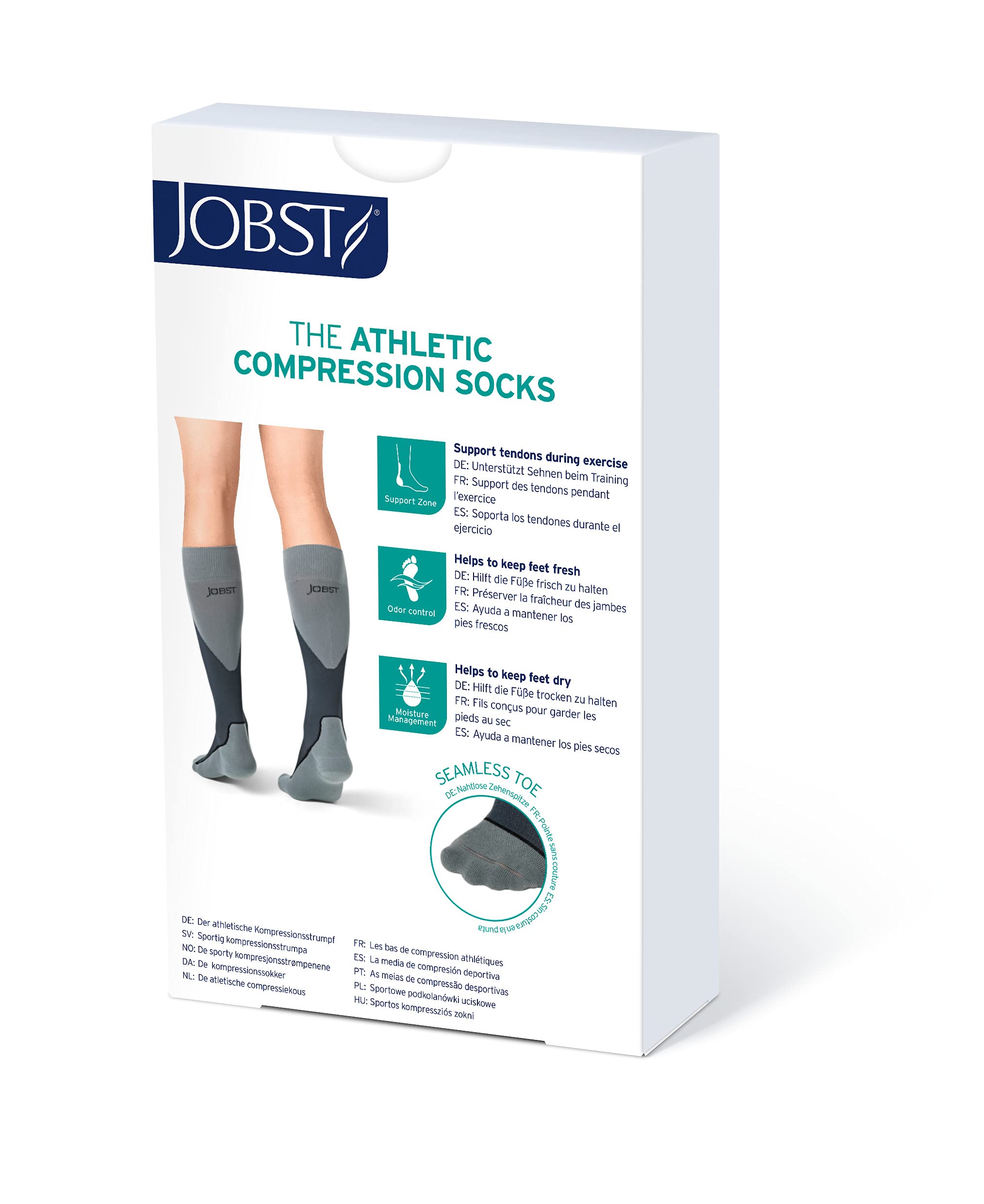 JOBST Sport Compression Socks 15-20 mmHg, Knee High, Closed Toe, Royal Blue/Gray, X-Large