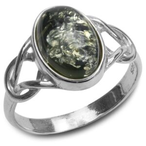 ian and valeri co. green amber sterling silver oval celtic ring