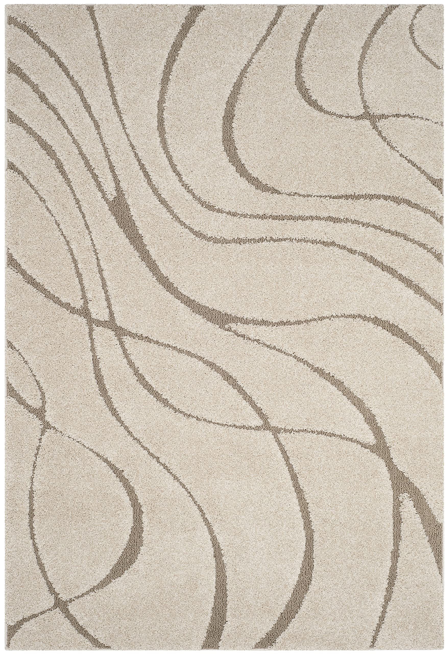 SAFAVIEH Florida Shag Collection Area Rug - 5'3" x 7'6", Cream & Beige, Non-Shedding & Easy Care, 1.2-inch Thick Ideal for High Traffic Areas in Living Room, Bedroom (SG471-1113)