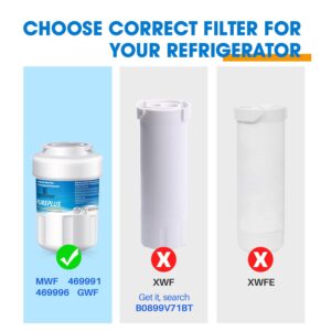 PUREPLUS Water Filter Replacement for MWF, GE SmartWater, HDX FMG-1, MWFP, MWFA, PL-100, WFC1201, RWF0600A, PC75009, RWF1060, 197D6321P006, GSE25GSHECSS, Kenmore 469991 Refrigerator Cartridges, 3Pack