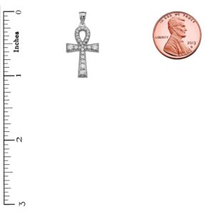 Studded Ankh Cross Pendant in Sterling Silver