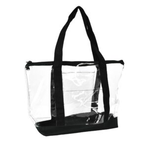 dalix clear shopping bag security work tote shoulder bag womens handbag in black trim