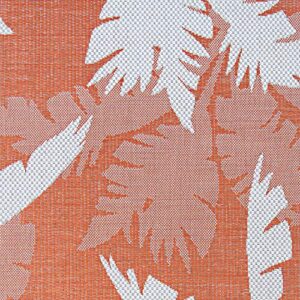 Couristan Monaco Outdoor Area Rug - Coastal Flora 5'10" X 9'2" Rectangle in Ivory and Orange Color, Hose Washable, Pet Friendly, Patio and Home Decor