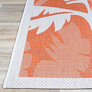 Couristan Monaco Outdoor Area Rug - Coastal Flora 5'10" X 9'2" Rectangle in Ivory and Orange Color, Hose Washable, Pet Friendly, Patio and Home Decor